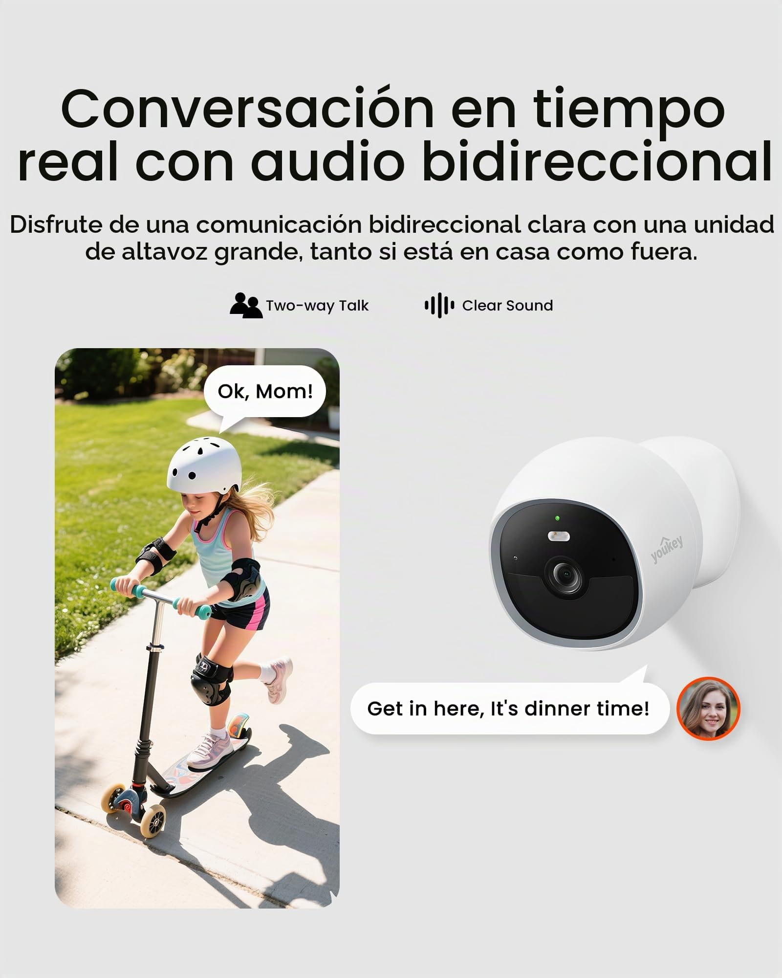 youkey S320 Cámara inalámbrica magnética, 2,5 K, Cámara de seguridad QHD con WiFi de doble banda, 6, 8 GB, visión nocturna en color, detección de humanos y mascotas por IA, IP65, Sin cuotas mensuales