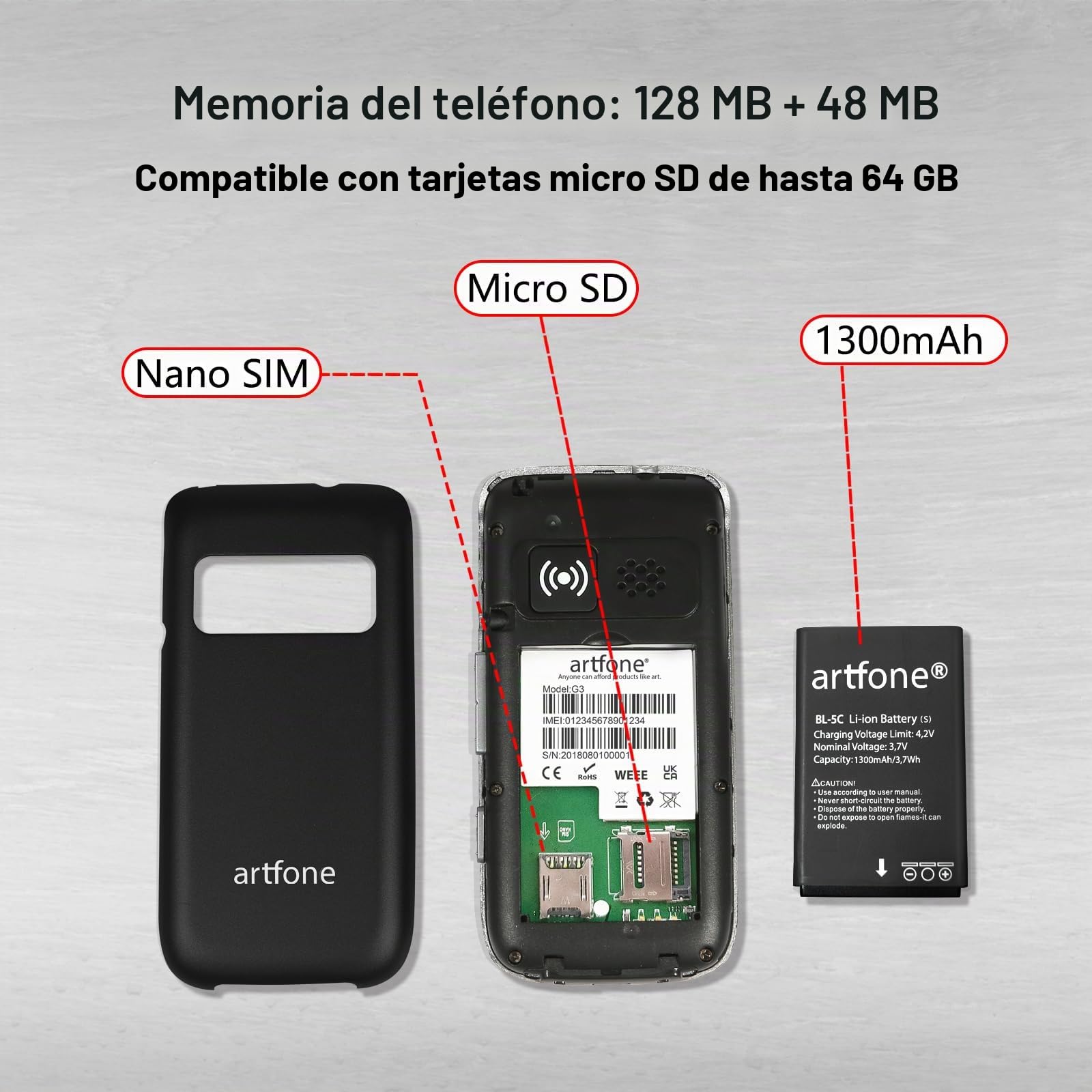 artfone G3 Negro - 4G VoLTE Teléfono móvil de Tapa para Mayores丨Botones y Teclas Grandes丨Teléfono móvil para Ancianos de Pantalla 2,4" 丨Base de Carga丨Botón SOS丨Bateria 1300mAh丨Radio FM丨Bluetooth丨USB-C