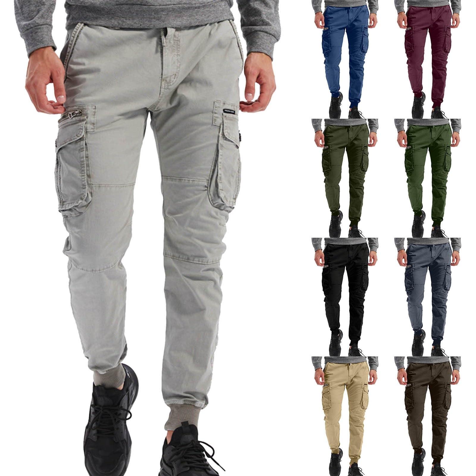 Generisch Pantalones cargo para hombre Jogger 3XL: pantalones deportivos con muchos bolsillos, pantalones de chándal con puños, pantalones de chándal con protección contra el viento, pantalones