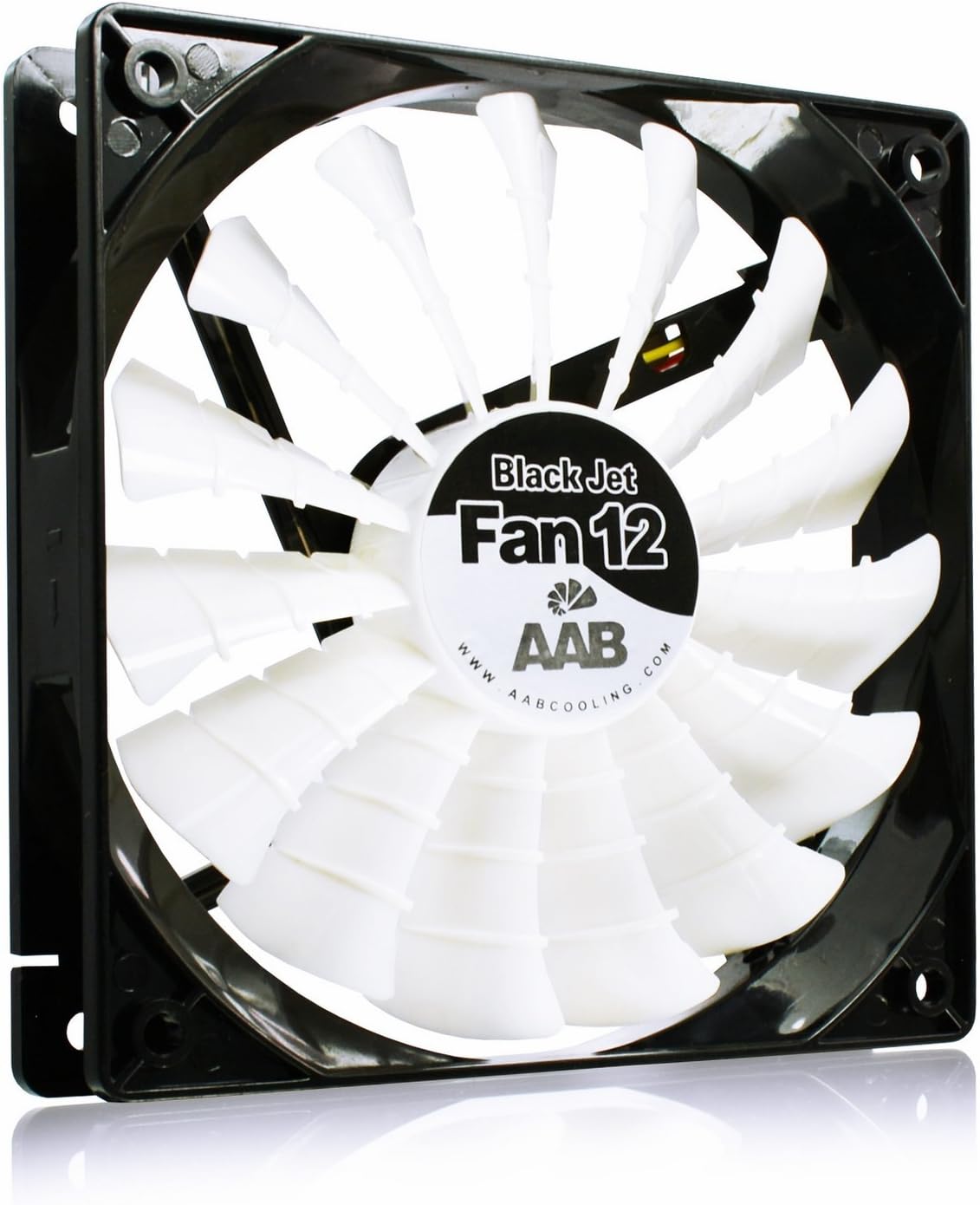 AAB Cooling Black Jet Fan 12 - Silent and Efficient 120mm Fan with 4 Anti-Vibration Pads, High Airflow Fan, Silent PC Fan, White Fan Blades, 12V, for CPU Cooler, Case Fan