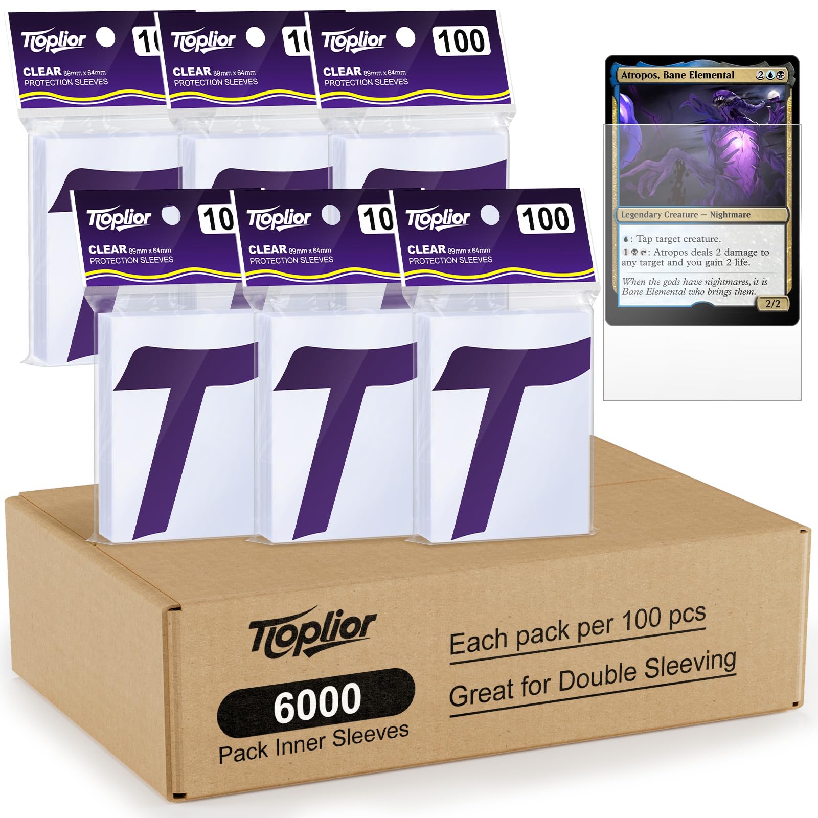 6000 Pack Clear Inner Card Sleeves,Perfect Fit for Double-Sleeving,Acid-Free & Scuff-Resistant,Trading Card Sleeve Compatible with MTG,TCG,Baseball,Sports Cards