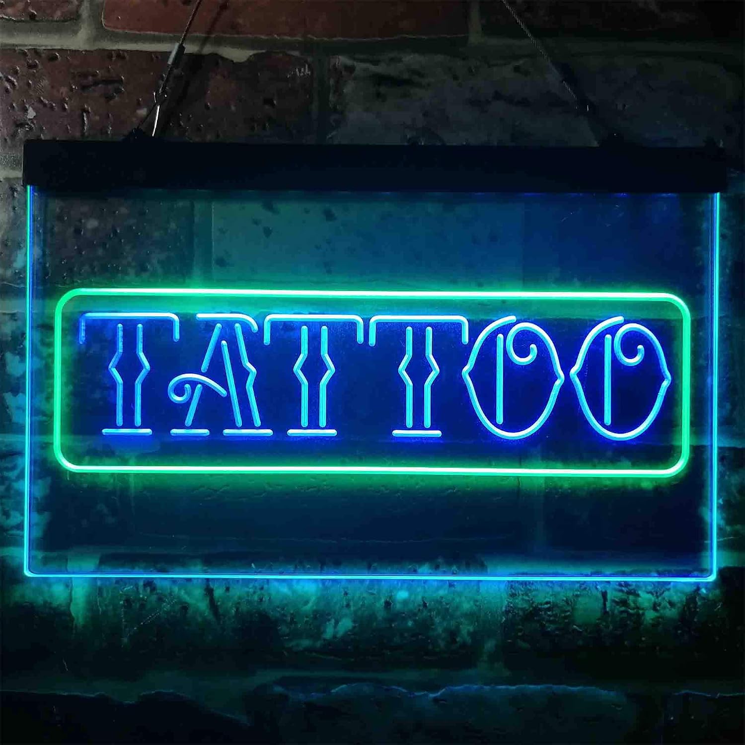 ADVPRO Tattoo Art Wording Dual Color LED Neon Sign Green & Blue 12 x 8 Inches st6s32-i3937-gb