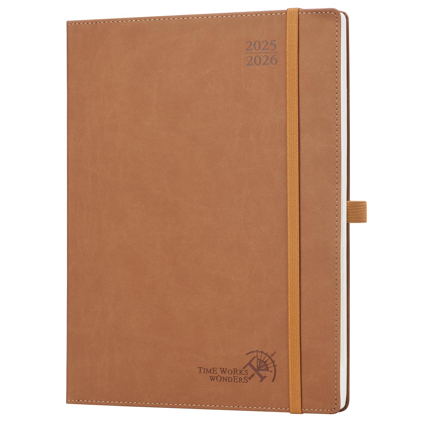 POPRUN Agenda 2025 2026 Semana Vista Espiral 22 x 16,5 cm, Weekly Planner 17 Meses de Ago.2025 a Dic.2026, Planificador en Regla de Plástico, Tapa Blanda, 80 GSM Papel, Verde Pacifico