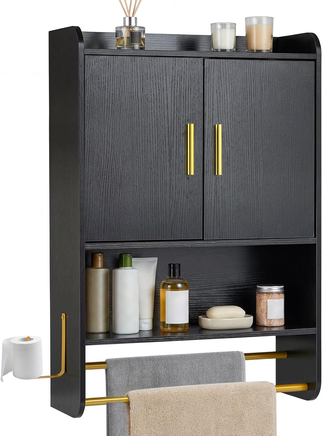 GIANTEX Bathroom Wall Mounted Medicine Cabinet (Black)