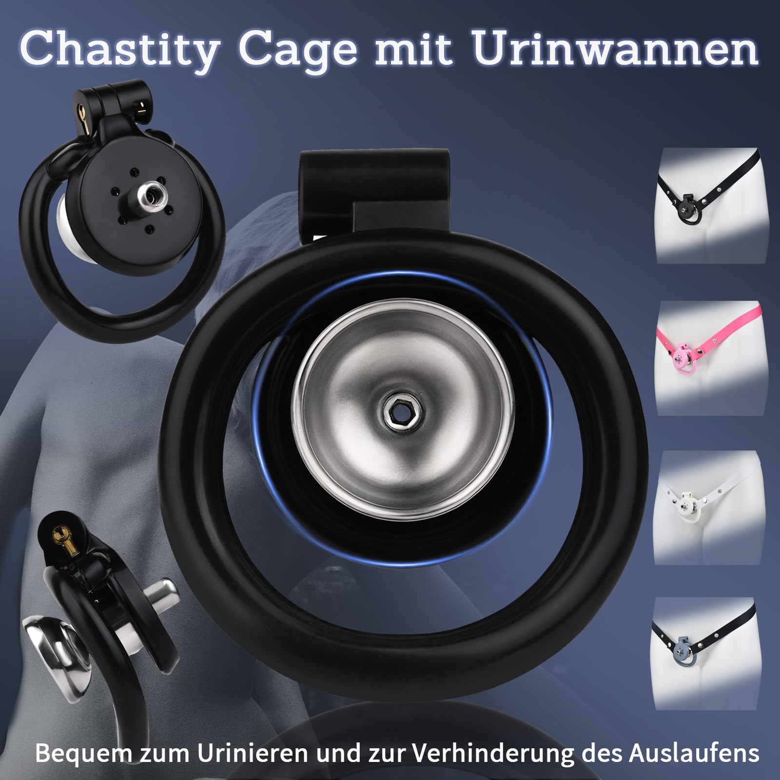 Cage de chasteté plate pour hommes avec anneau pénien, support urinaire et ceinture élastique en résine 3D - Attaches de bondage SM (Rose+Ceinture)
