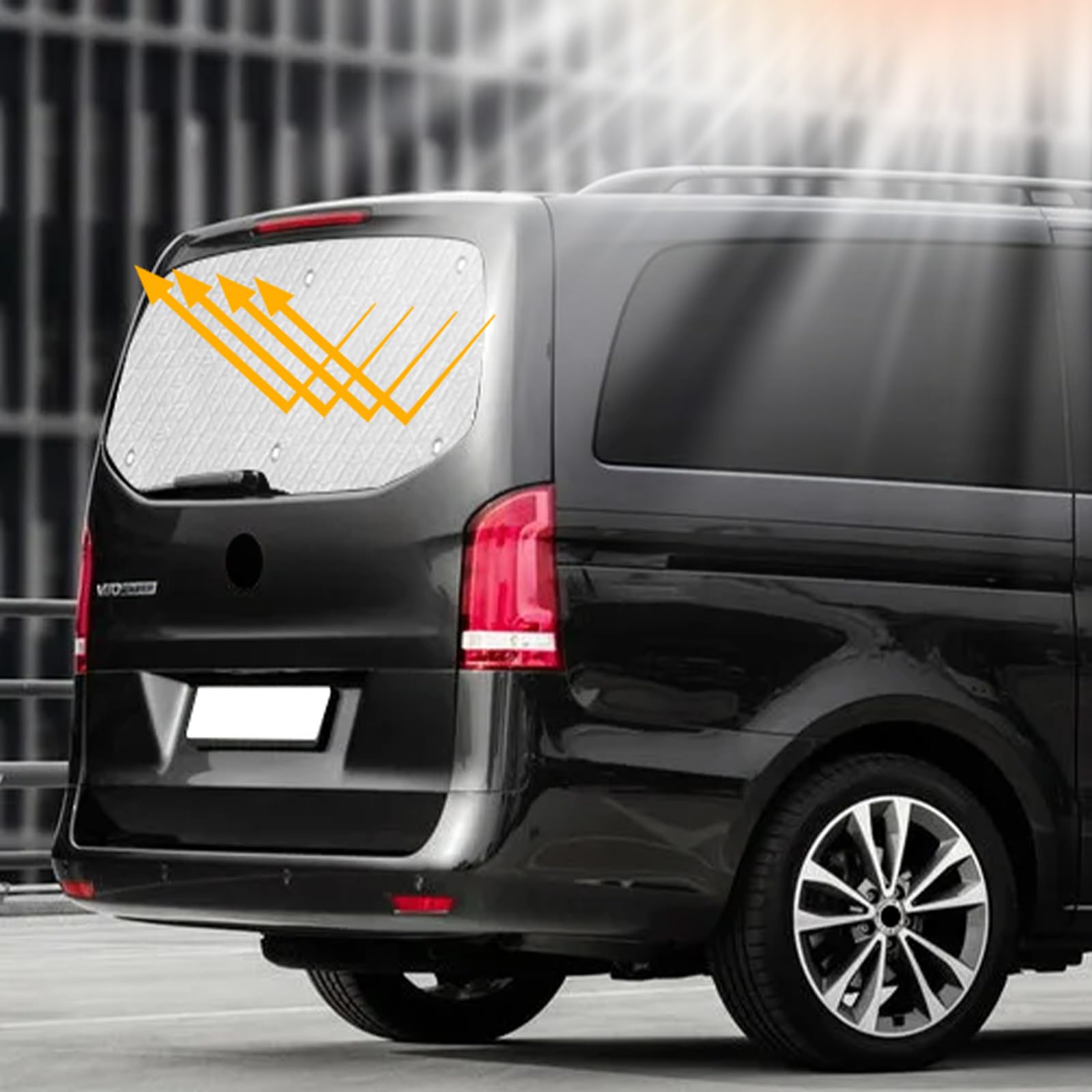 Pare-Soleil pour Pare-Brise Compatible avec Mercedes-Benz Vito W447 2014-2025, Pare-Soleil de Lunette Arrière à Une Porte Thermiques Internes