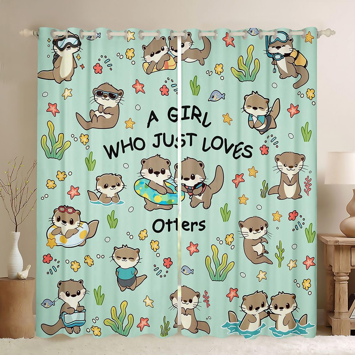 Rideaux Voilage Animaux Océaniques Occultant pour Chambre d'Enfant