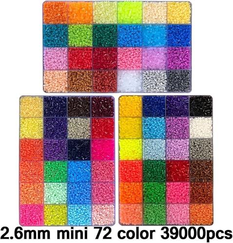 Miniatura 3 de ZLLBTMO Juego de 39000 cuentas fusibles para hacer manualidades, 72 colores de 0.102 in, mini cuentas de hierro pequeñas para adultos y niños, con