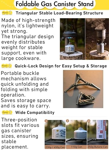 Miniatura 6 de CAMPINGMOON Estufa superior del recipiente portátil compacto plegable con encendedor con estabilizador de lata de combustible de gas XD-2FZ41