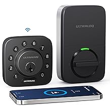 ULTRALOQ U-Bolt WiFi Smart Lock with Door Sensor, 7-in-1 Keyless Entry Door Lock, Built-in WiFi Deadbolt Front Door, App Remote Control No Hub, Auto Unlock, Easy Installation, IP65 Waterproof, Black