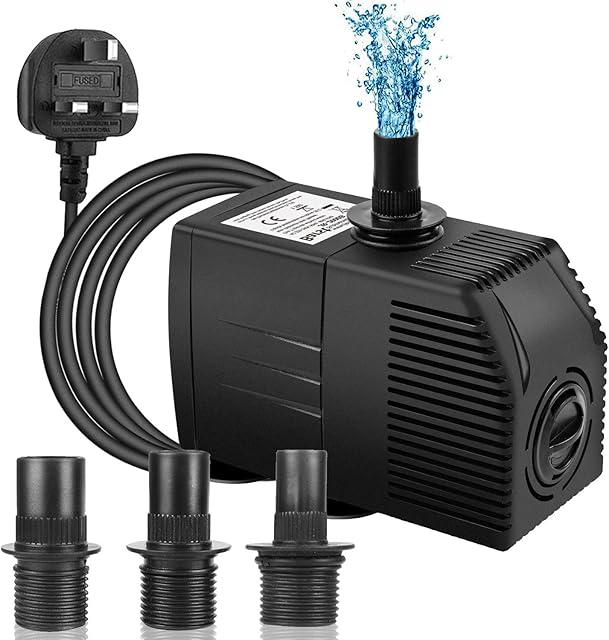 BARST 2000L/H Submersible Water Pump with Filter, Ultra Quiet Water Pump for Aquarium Fountains Pool Fish Tank Pond Hydroponics Statuary with 4 Strong Suction Cups,3 Nozzles & 5m Power Cord 45W