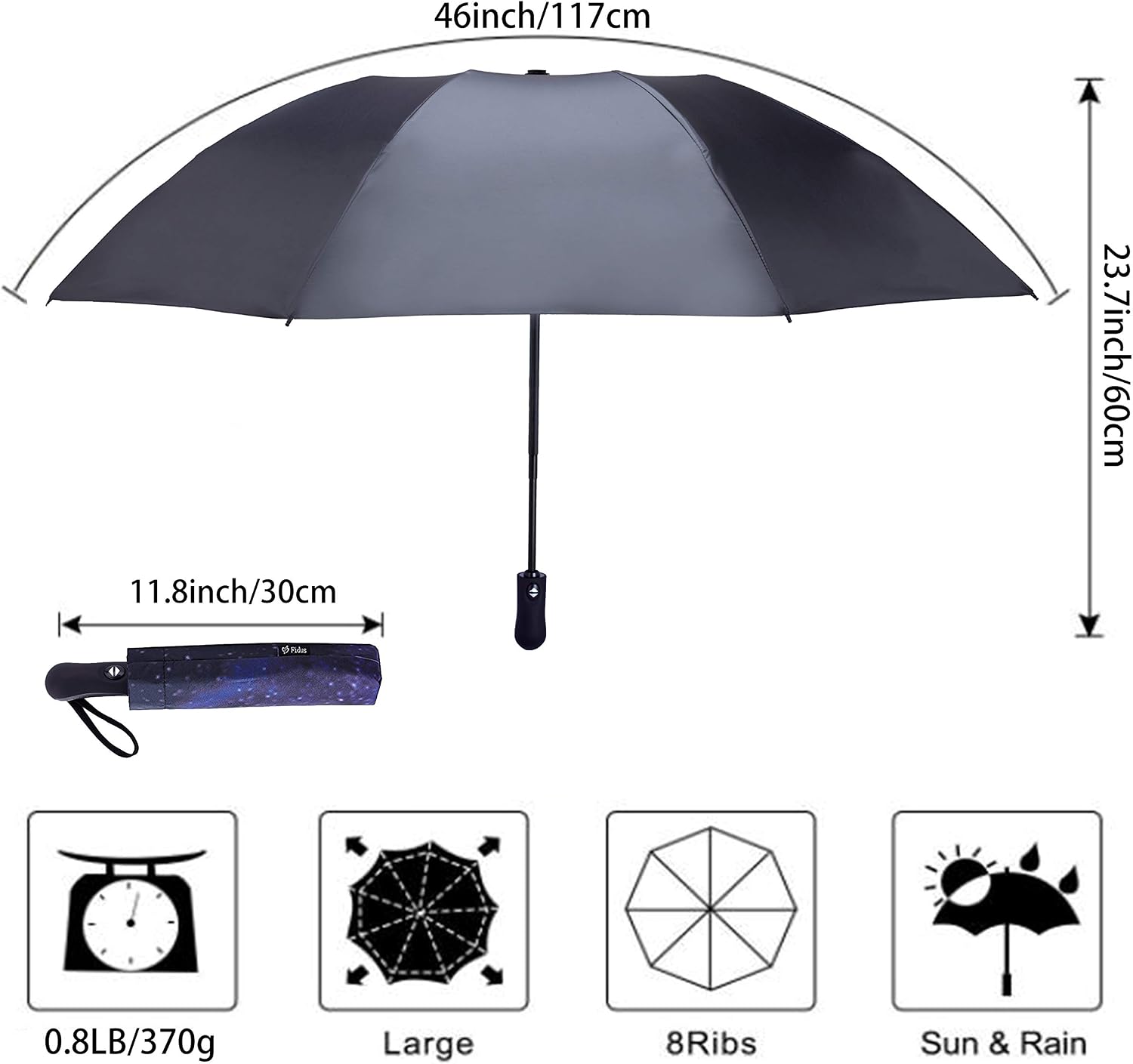 Fidus Inverted Reverse Sun&Rain Car Umbrella Large Windproof Travel UV Umbrella Women Men - Auto Open Close