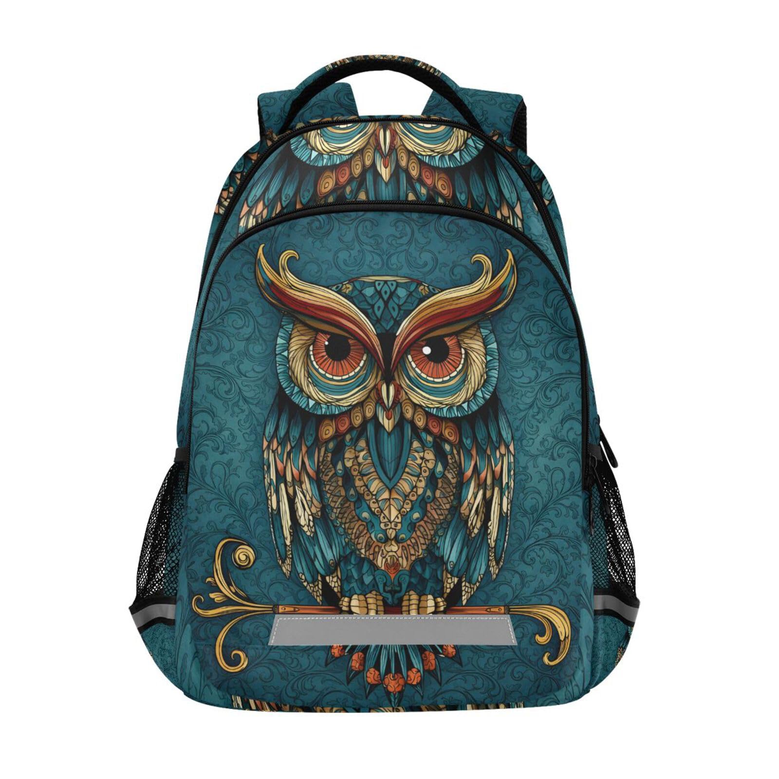 ALAZA Owl Print Boho Ethnic Backpack Purse for Women Men Personalized Laptop Notebook Tablet School Bag Stylish Casual Daypack, 13 14 15.6 inch