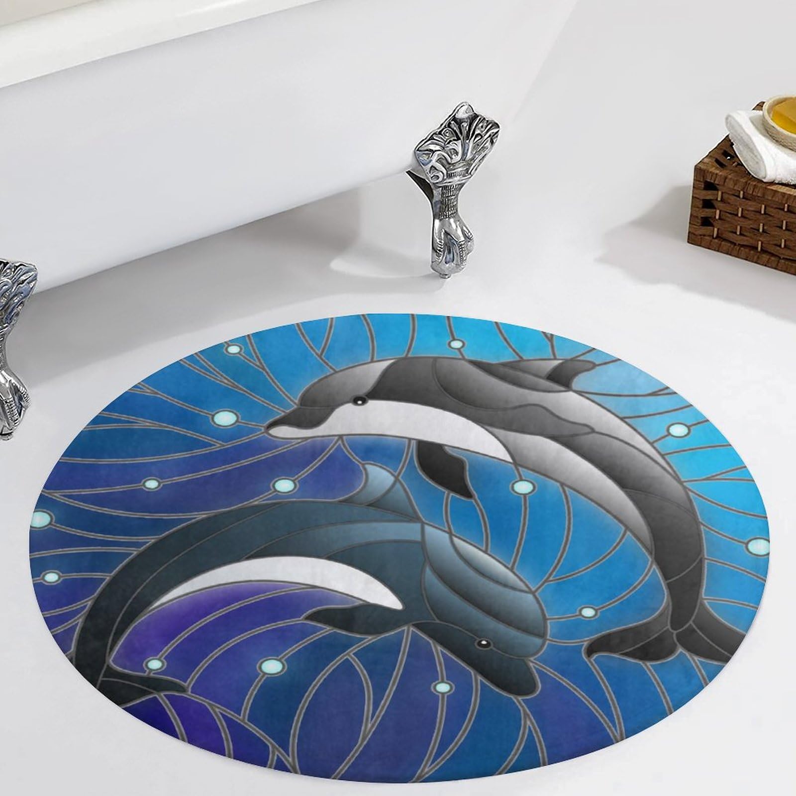 NAWFIVE Round Area Rugs 3Ft Pentagram Blood Red Circle Play Room Mat Non-Slip Magic Floor Mats Soft Absorbent Carpet Decor for Living Room Bedroom Kitchen: Style-3 90*90cm