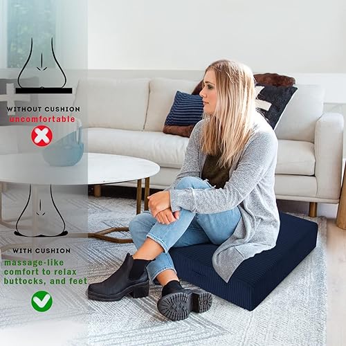 Miniatura 4 de MeMoreCool Almohada grande para el suelo de adultos para sentarse, almohada de suelo lavable con inserto de espuma firme, almohadilla de piso de