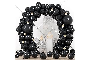 90-Pack Black Balloons, Multiple Sizes, Perfect for Arch Decorations