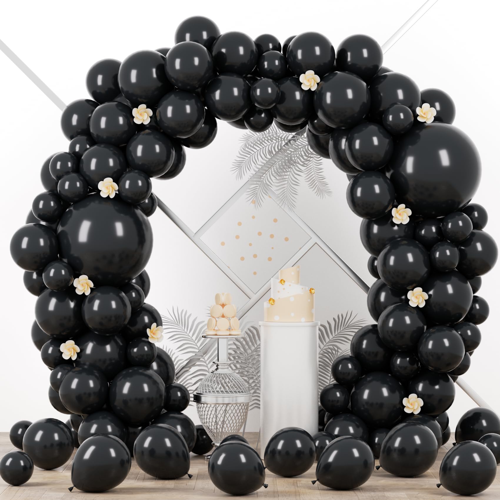 Voircoloria 90pcs Black Balloons Garland Arch Kit, 18 12 10 5 Inch
