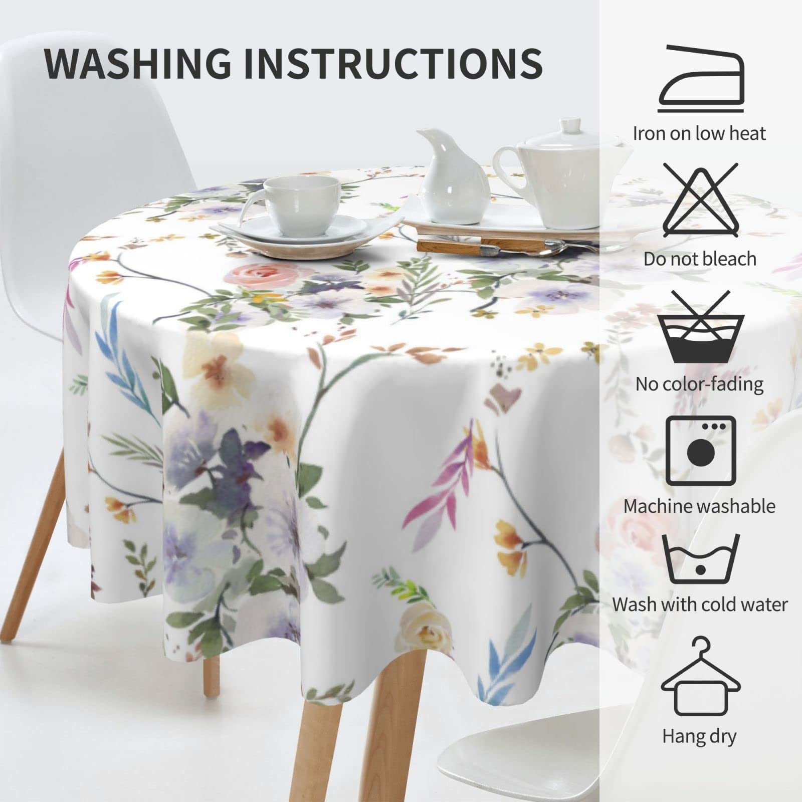 Runde Blumen-Tischdecke, Wasserdicht & Wiederverwendbar – Ideal Für Picknick, Garten & Feiern (152 Cm)