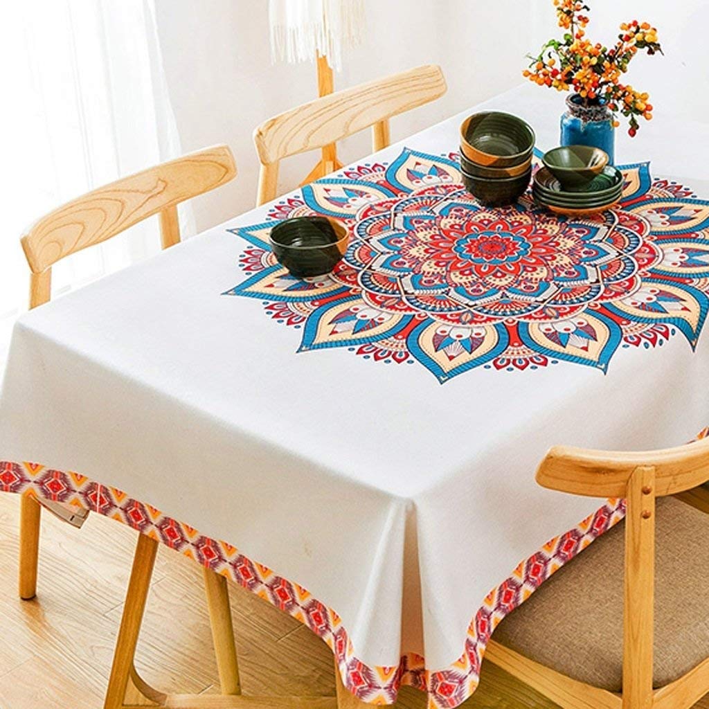 Tablecloths European-style Coffee Table Linens Ethnic Style Square Tablecloths Living Room Square Tablecloths Restaurant Rectangular Table Linens Cloths (Size : 120 * 120cm)