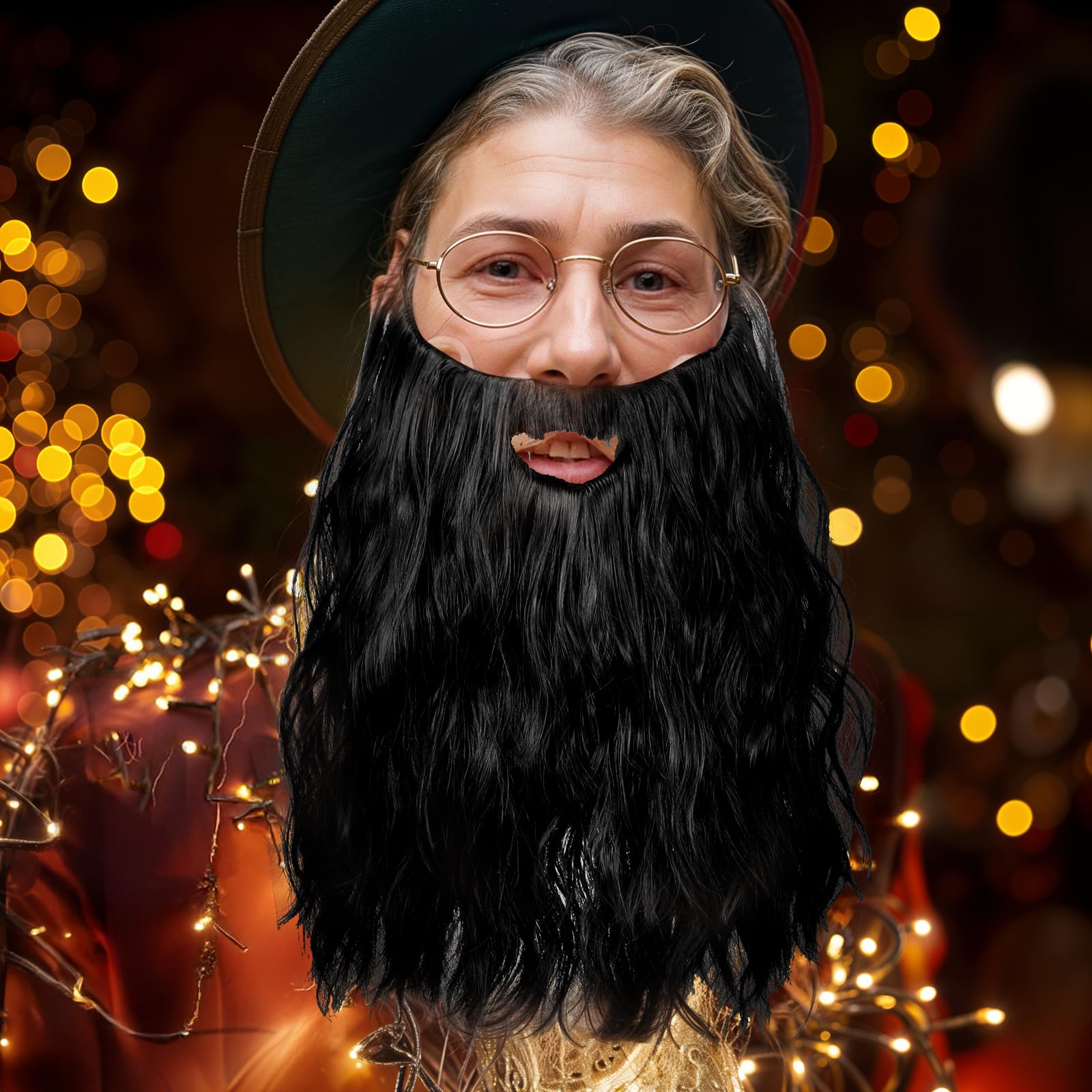 Barba finta, baffi artificiali per costume da Babbo Natale, barba lunga con baffi e baffi da Babbo Natale per Halloween, mascherata, Natale