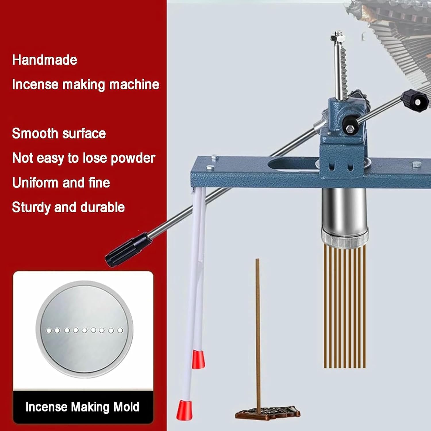 Manual Stick Incense Making Machine, Buddha Incense/Clay Extruder, with 3 Different Sized Mould Plates(2/2.5/3mm), for DIY Fragrance Accessory