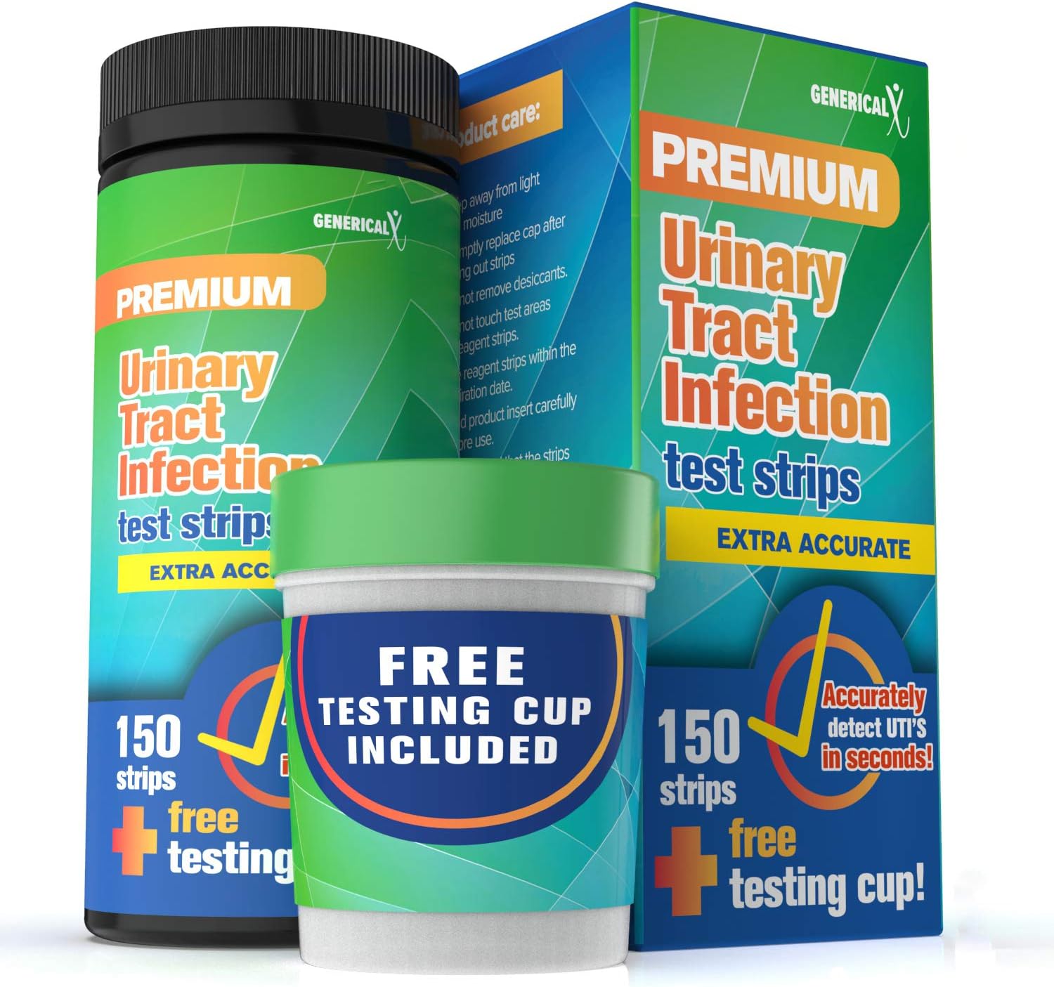 (Free Testing Cup and 150 Urine Strips) |Urinary Tract Infection (UTI) Test Kit | Test Women, Men and Pets | Leukocytes, Nitrites and pH | Home Early Detection for Better Kidney and Bladder Health