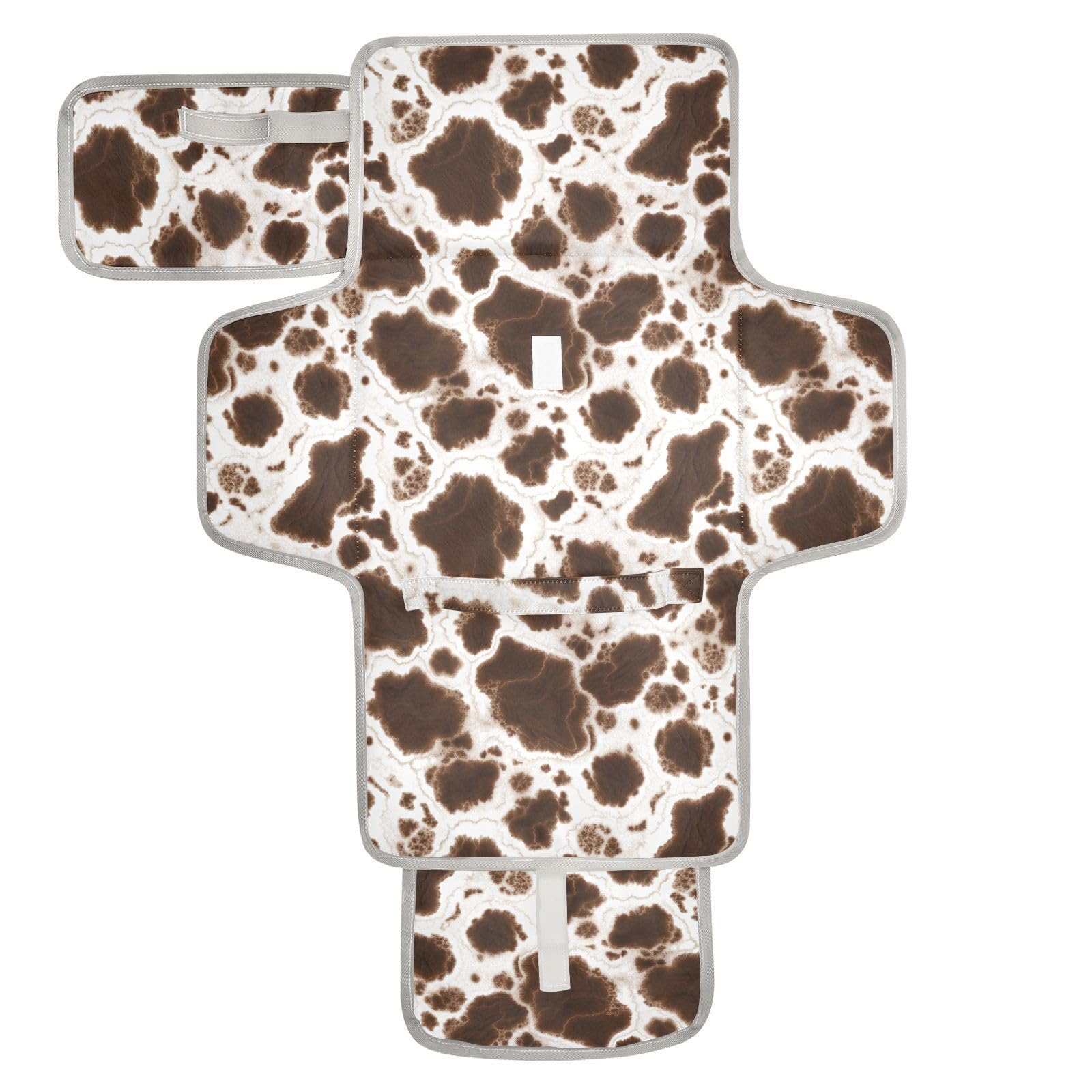 GOODOLD Portable Changing Pad for Baby - Black Cow Travel Diaper Changing Pad Waterproof Changing Mat with Built-in Pillow - Baby Shower Gifts