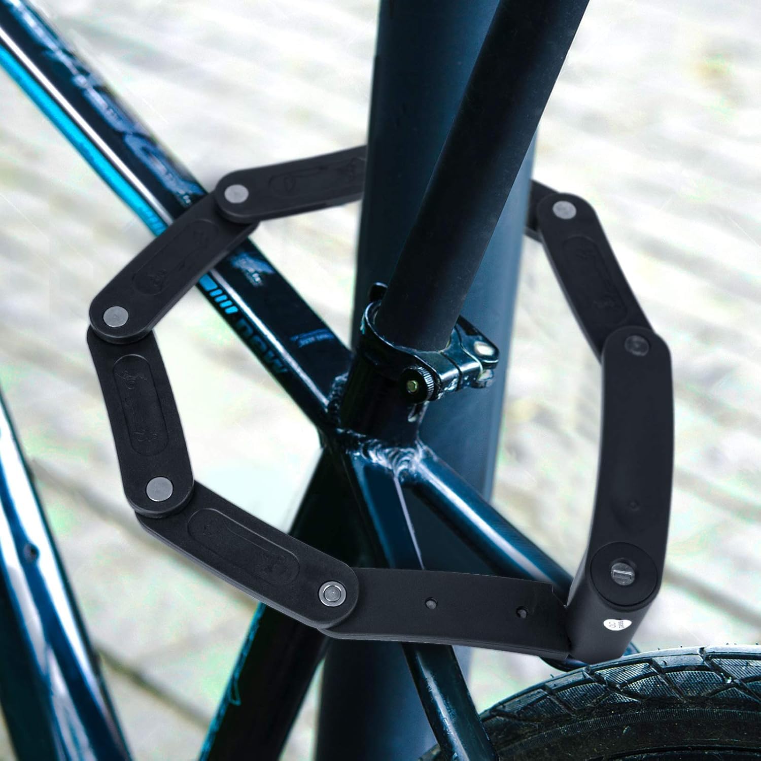 Antivol pliable pour vélo - Avec protection antivol haute sécurité - En acier solide - Support de serrure assorti inclus - Avec 2 clés en cuivre