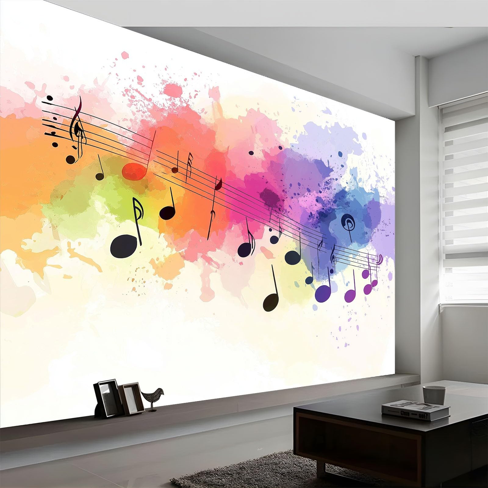 Papel Pintado Infantil 3D Arte Música Símbolos Grafiti 400 x 280 cm - Mural de Pared para Habitación de Niños y Niñas en Tela No Tejida Premium - Diseño Artístico para Soñar Blanco