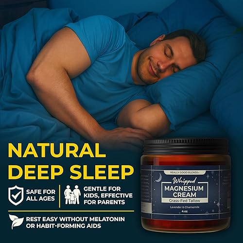 Miniatura 7 de Crema de magnesio con sarga alimentada con pasto  Alivio muscular calmante y apoyo para dormir, bálsamo nocturno totalmente natural para calambres