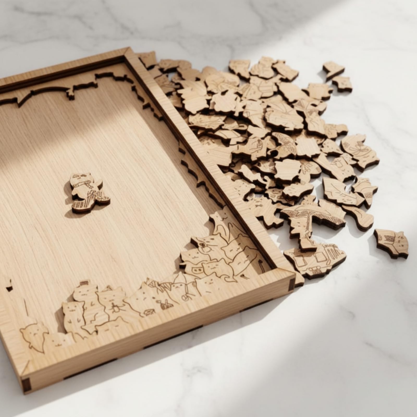 Milageto 100 Teilchen Katzenpuzzle aus Holz Geschenkidee Katzen-Holzpuzzle Klarer Druck Tier-Holzpuzzle aus Holz für Erwachsene