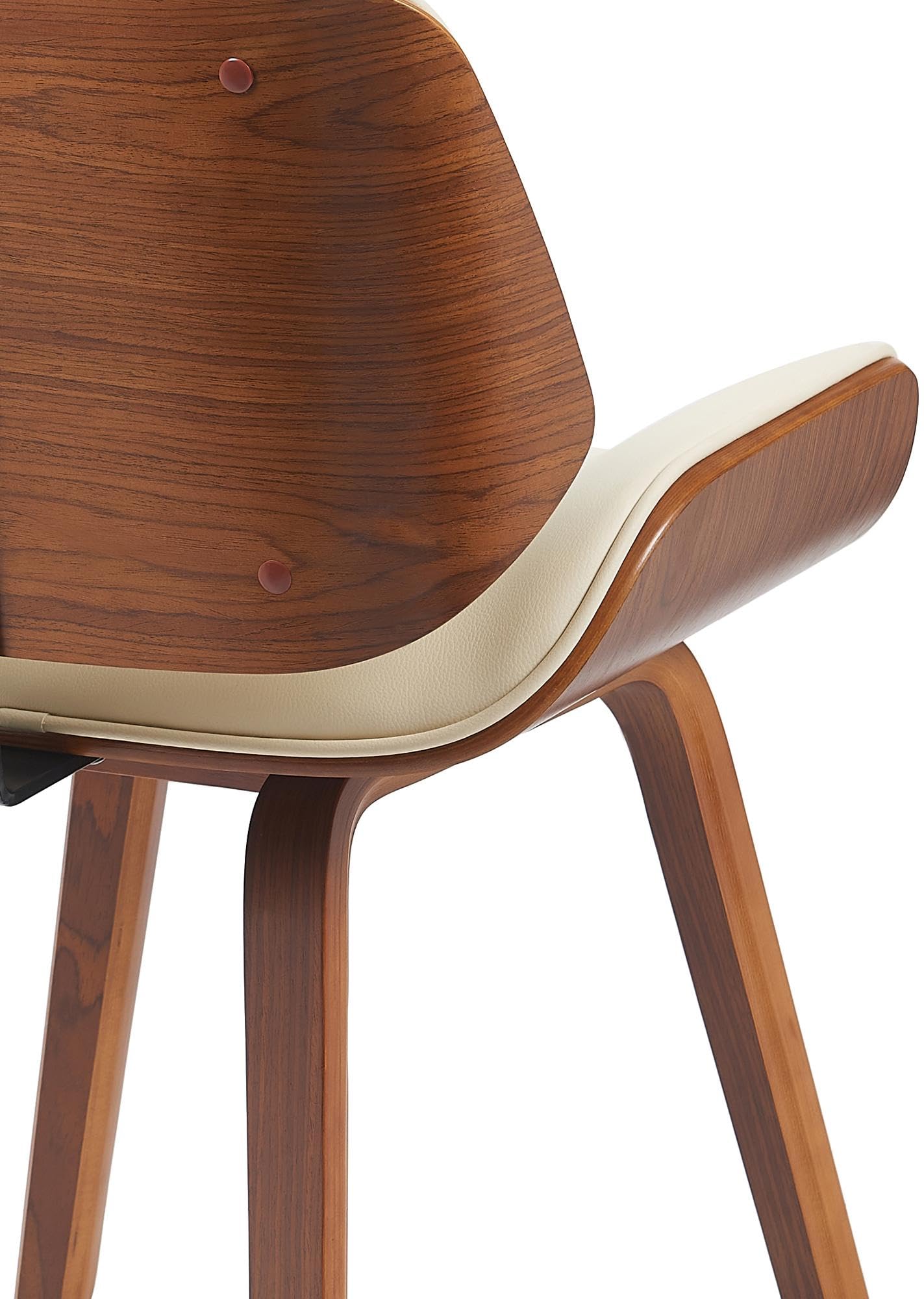 CLP Silla de Comedor Beverley tapizada en Piel sintética, Silla tapizada con Madera Curvada, Silla de Cocina con Respaldo Color:Nuez/Crema