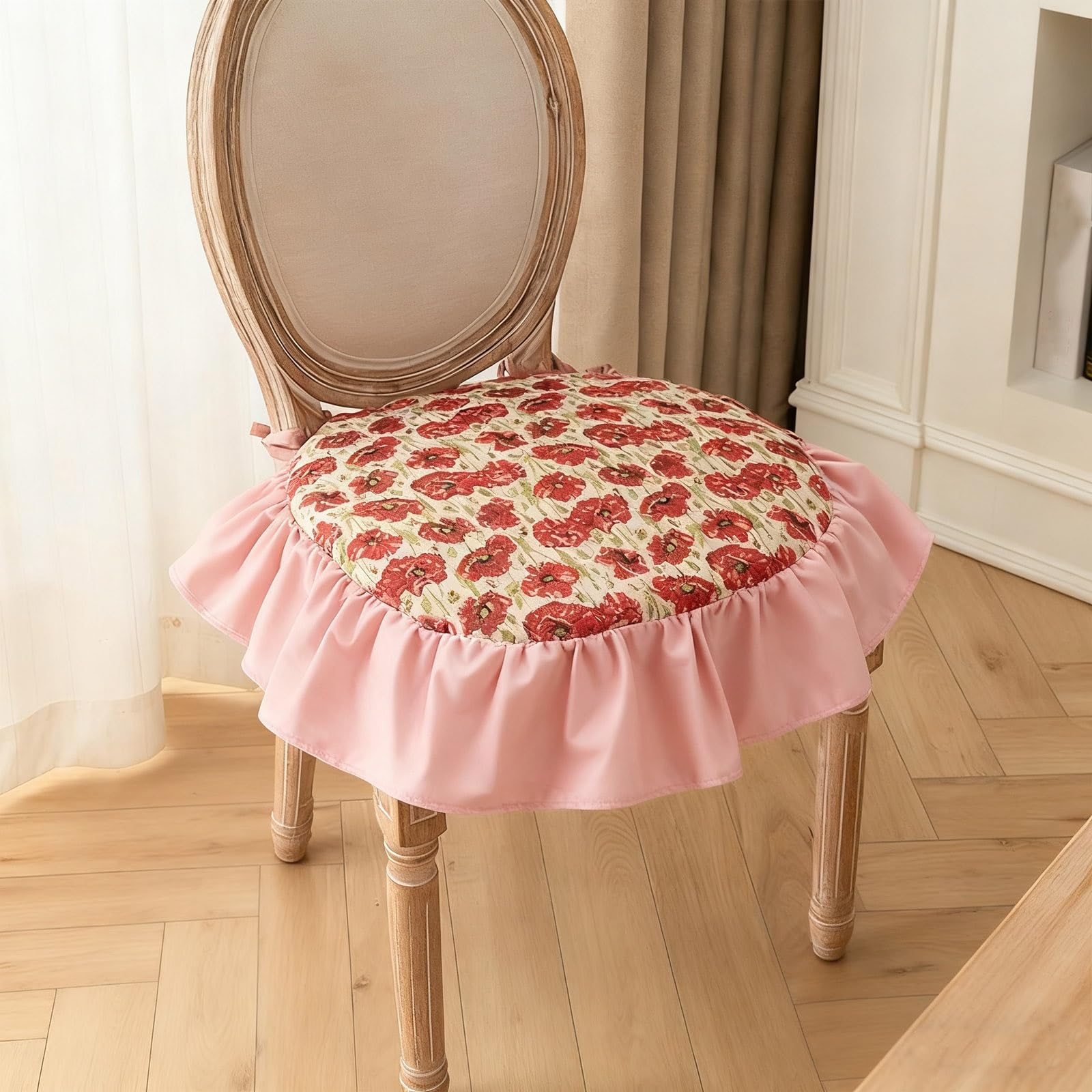 Coussin de chaise à volants ultra doux avec attaches pour un confort d'assise prolongé