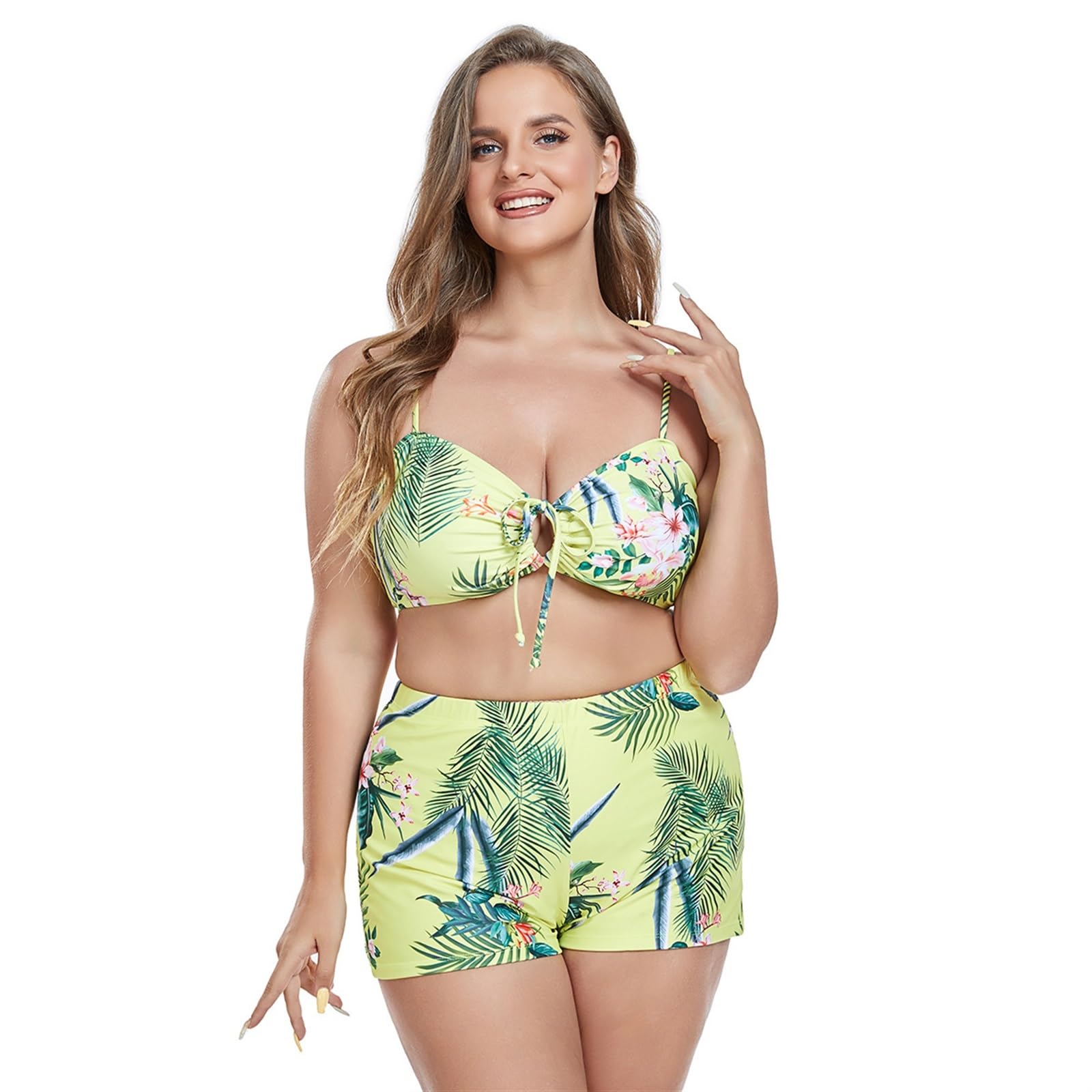 Traje de baño para Mujer, Traje de baño de 3 Piezas, Conjunto de Bikini con cordón, Funda de Playa de Manga Larga