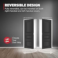 Vista 3 de Kwikset Hancock - Pomo de puerta simulado, manija de una sola cara para armarios, puertas dobles francesas y despensa, pomo de puerta interior negro