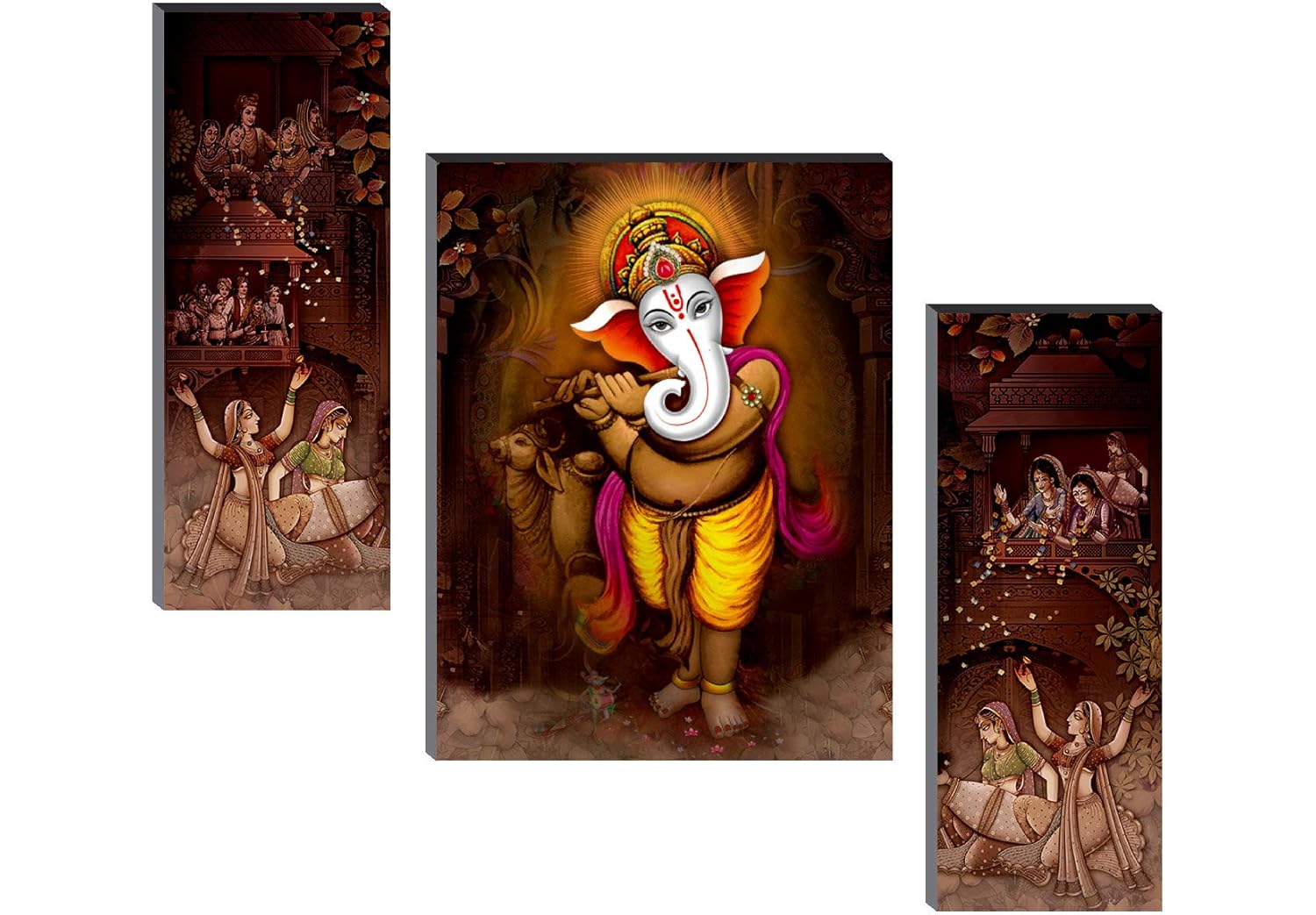 SAF Wood Sanfjm31263 Ganesha Modern Art Uv Textured Self Adhesive Painting (Set Of 3, 18″ X 12″, Multicolor) SAF Wood Sanfjm31263 Ganesha Modern Art Uv Textured Self Adhesive Painting (Set Of 3, 18″ X 12″, Multicolor)