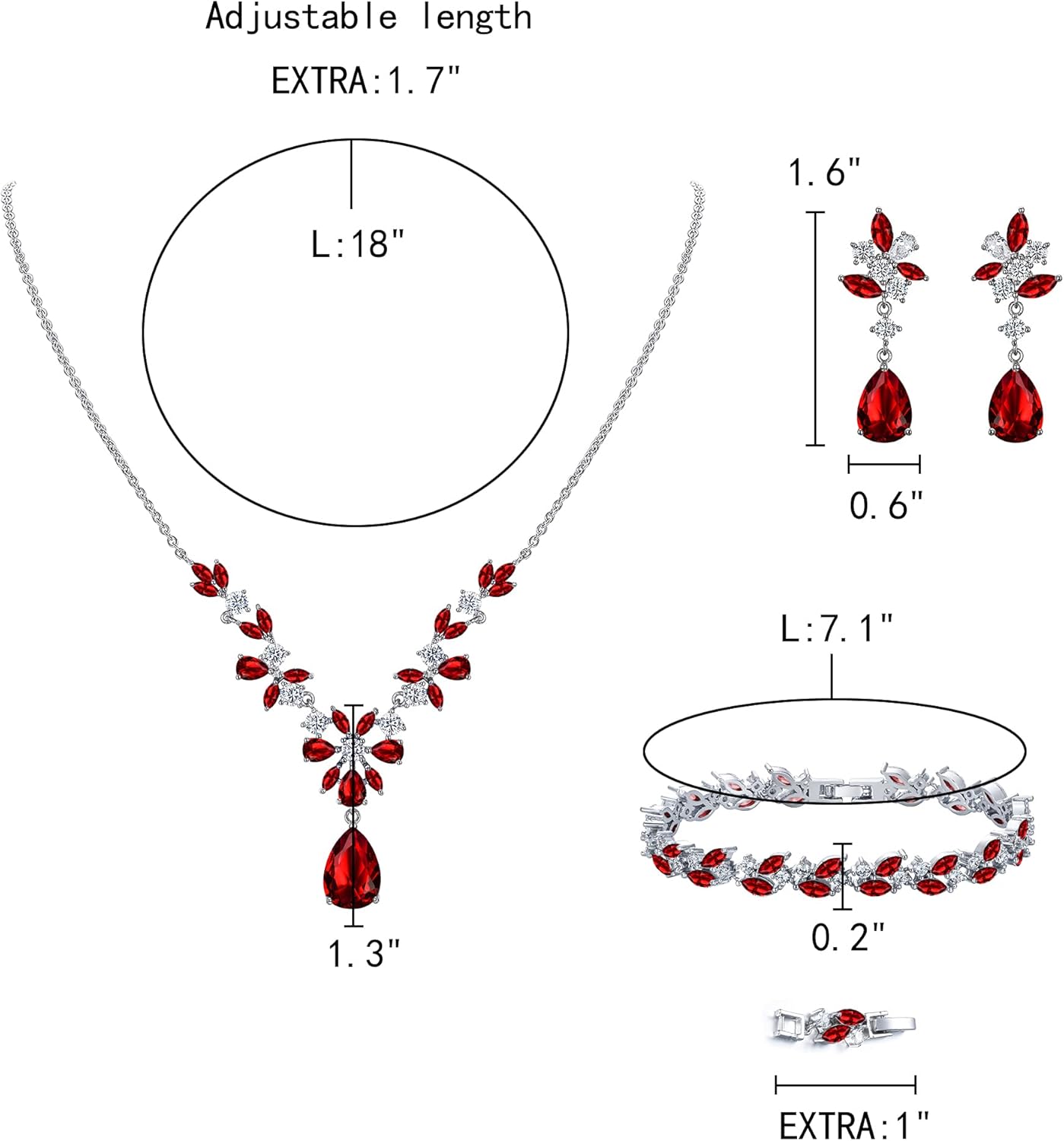 EleQueen Women's Wedding Bridal Jewelry Set for Brides Bridesmaids, Silver/14K Gold/Rose Gold Plated Cubic Zirconia Teardrop Necklace Dangle Earrings Bracelet Sets for Party Prom - Image 6