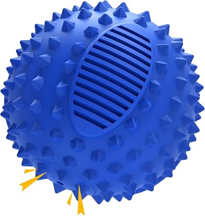 PETIZER 7.5CM Squeaky Dog Balls for Aggressive Chewers, Durable Interactive Spiky Ball for Teething, Indestructible Rubber Dog Chew Toys, Tough Pet Toys for Small, Medium & Large Breeds