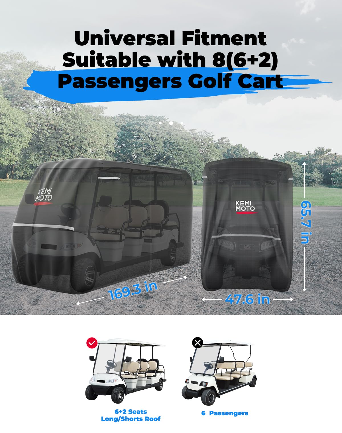 KEMIMOTO Copertura per carrello da golf 600D resistente alle intemperie