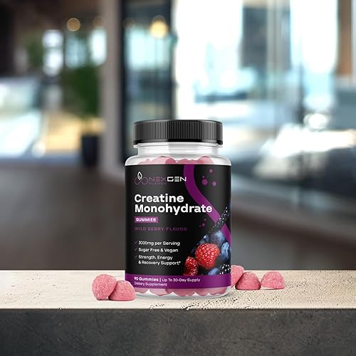 Miniatura 6 de Gomitas de monohidrato de creatina sin azúcar, gomitas veganas de creatina para mujeres y hombres con 3000 mg por 3 masticables de creatina que