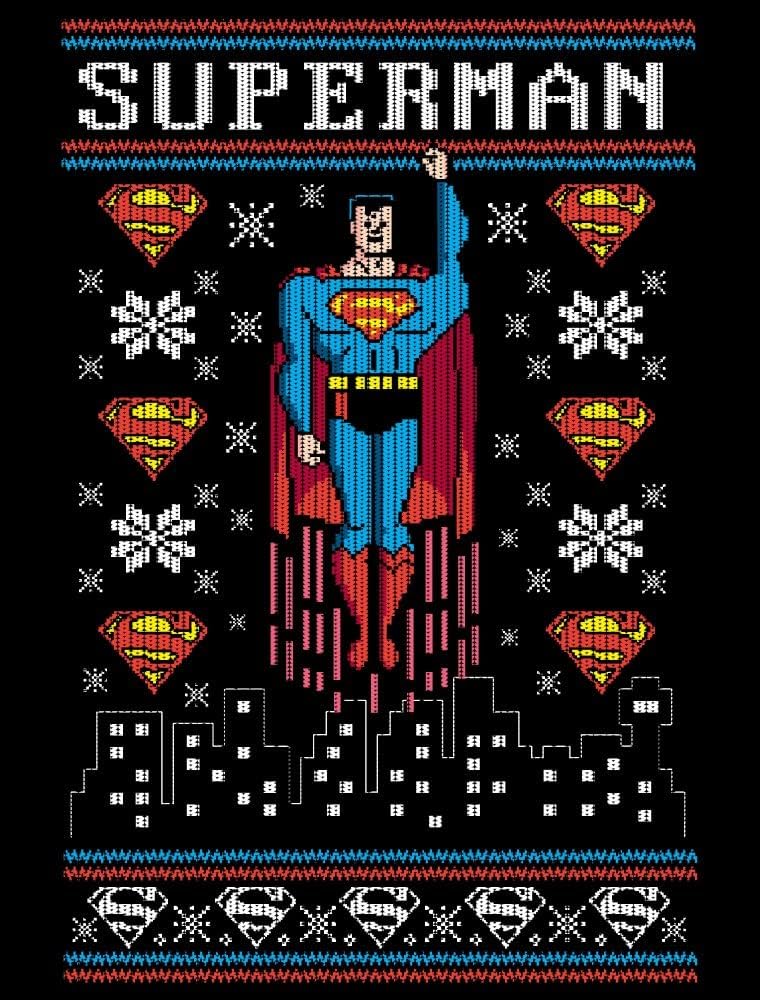 Bioworld Superman Christmas Black Graphic Tee Toddler Boy to Youth Boy
