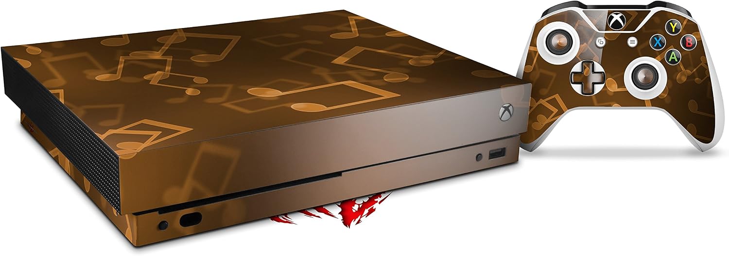 Decal Vinyl Skin Wrap Compatible with Xbox One X Console and Controller - Bokeh Music Orange
