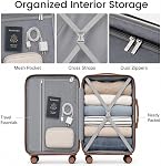 YOETEY Ensembles de bagages à emporter 3 Pièce, housse rigide légère et durable pour voyager avec des roues & TSA Verrouillage, brun blanc