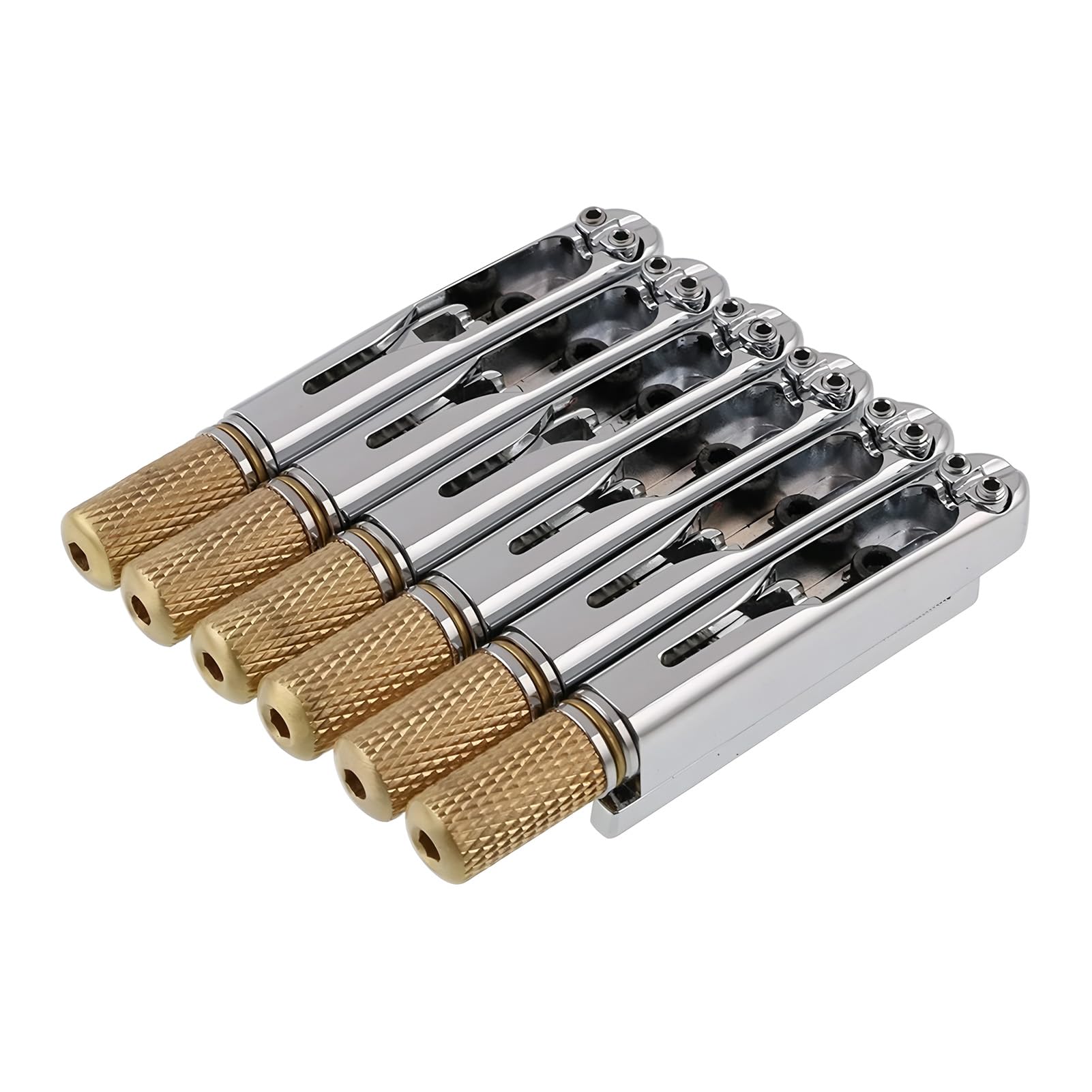 Domary Ponte per Chitarra Senza Testa Spaziatura delle Corde da 10,5 Mm Cordiera in Lega di Zinco con Dado in Ottone per stabilità Dell'accordatura della Chitarra Elettrica