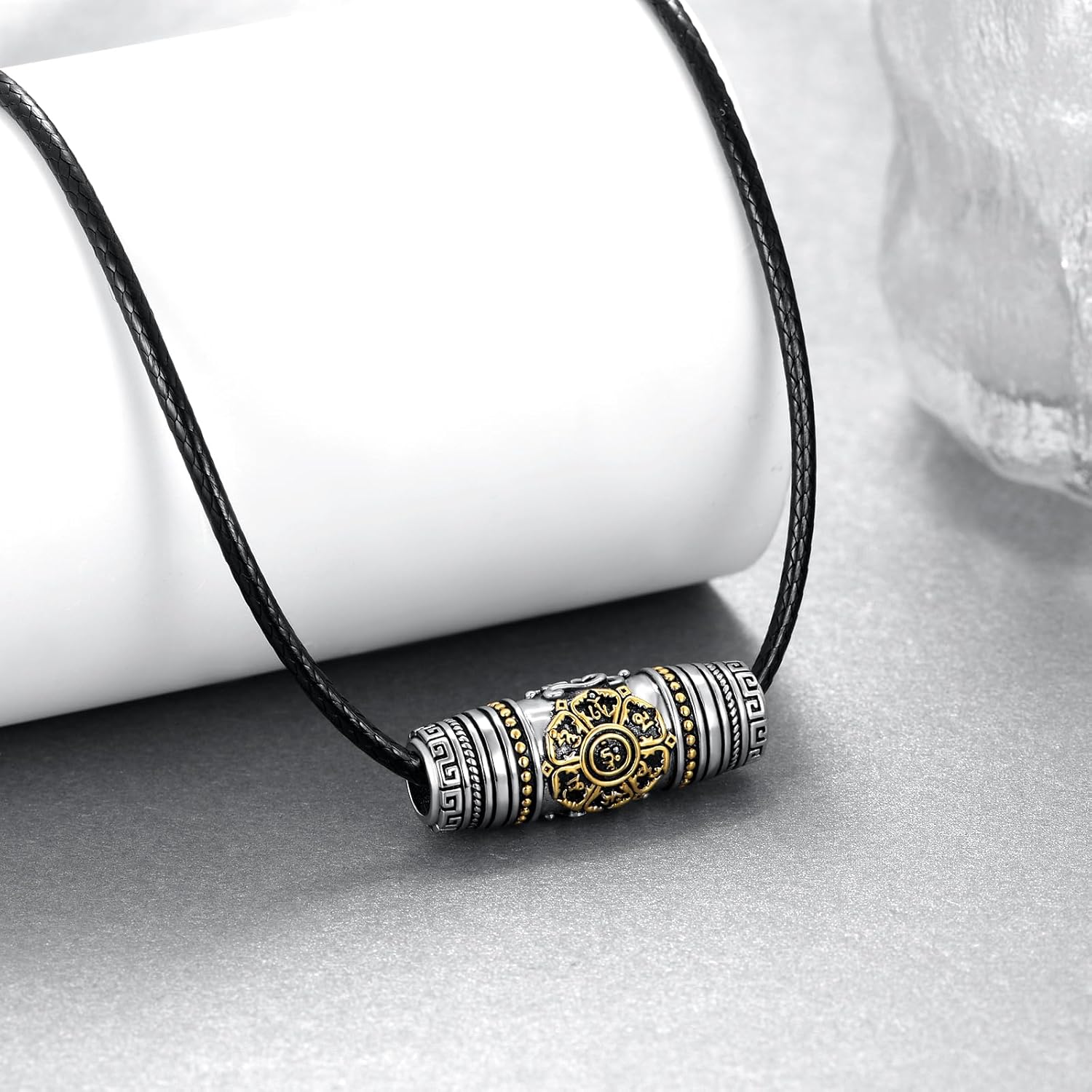 Buddhist Necklace 925 Sterling Silver Om Mani Padme Hum Buddhist Necklace for Men - Image 3