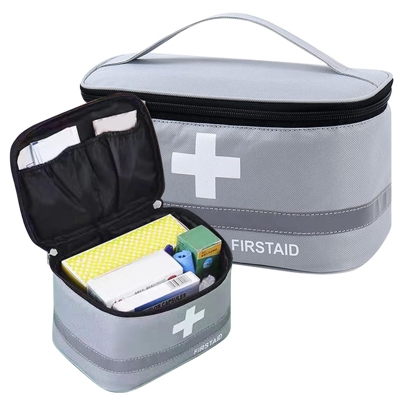 First Aid Kit Bags, 2 PCS First Aid Bag Empty, Medicine Bags, Empty Portable Medical for Outdoor Camping Travel Work Holiday(Grey)