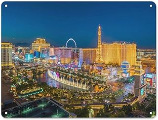 Las Vegas City Boulevard Night Scenery Blue Sky Landscape Poster Modern Home Wall Decoration Art Metal Tin Poster30x40cm