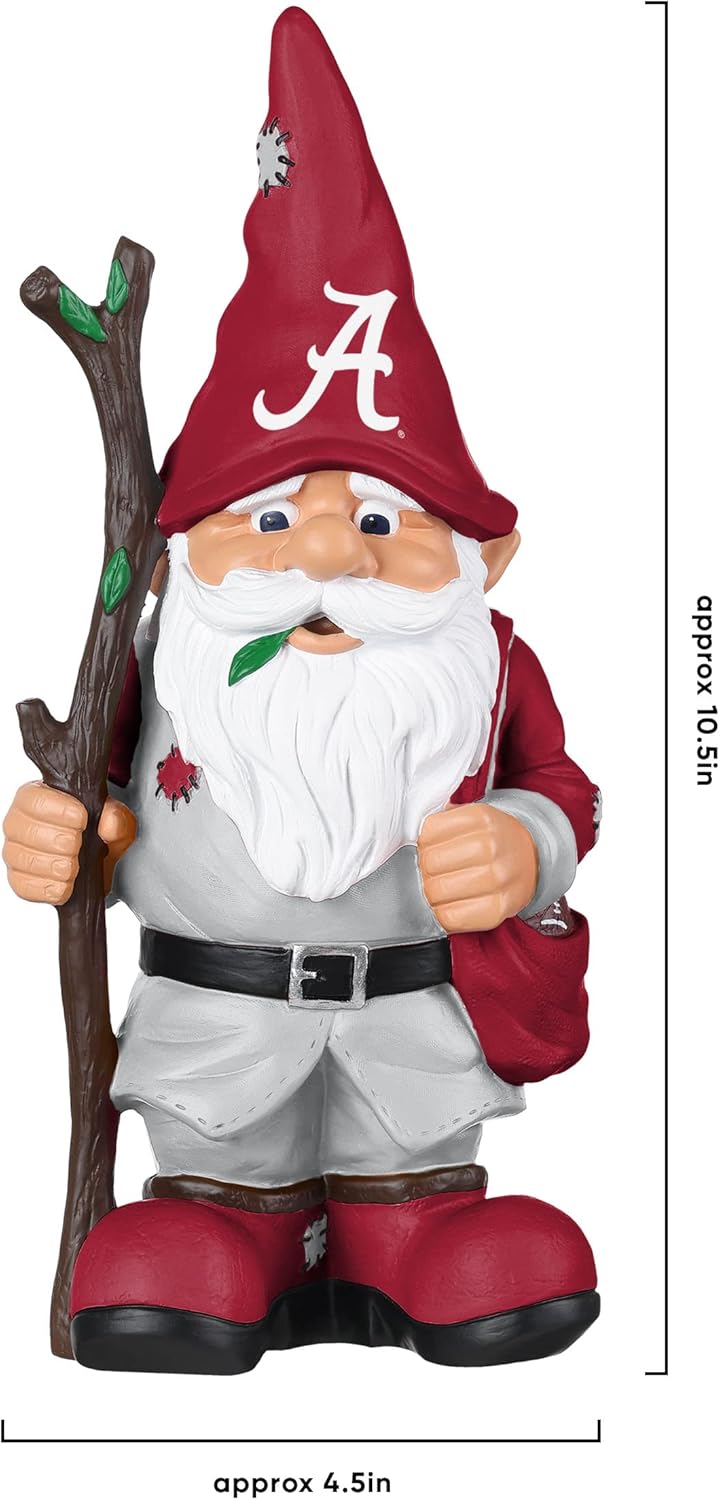 FOCO NCAA Unisex-Adult NCAA College Team Logo Holding Stick Garden Statue Outdoor Gnome