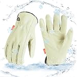Vgo 3Pairs Sécurité non doublée Gants de travail en cuir de grain de vache Hommes,Gants plus grands,Ganteaux de builder,Palm Patched(L,Gold,CA9590)