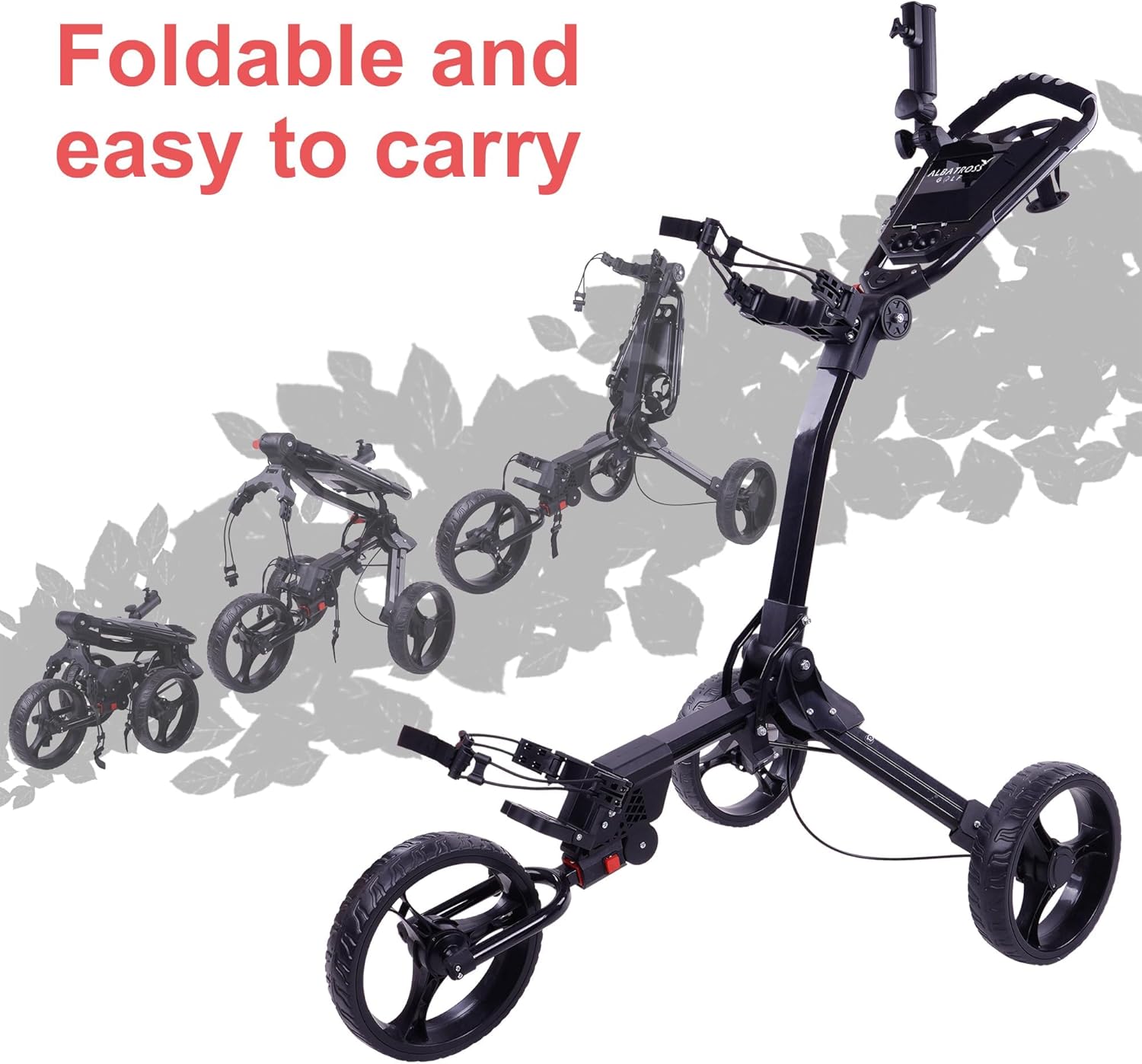 Fitvids Wheel Golf Push Cart - Lightweight Folding Golf Walking Push Cart Trolley Golf Bag Holder